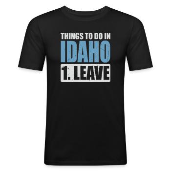 Mème de l’Idaho - T-shirt près du corps Homme - noir - Devant - Nik (191cm)
