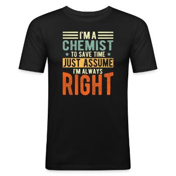 Chimiste - T-shirt près du corps Homme - noir - Devant - Nik (191cm)