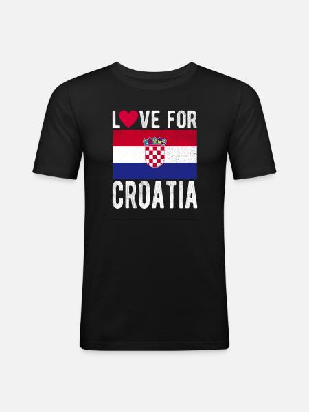Croatia Flag - Men's Slim Fit T-Shirt - black