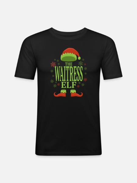 Waitress Christmas Elf - Men's Slim Fit T-Shirt - black