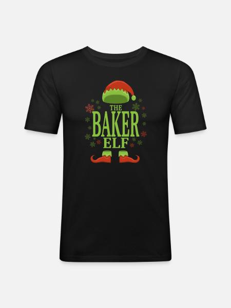 Baker Christmas Elf - Men's Slim Fit T-Shirt - black