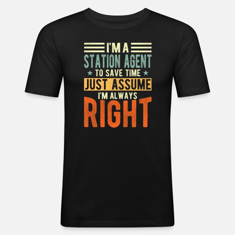 Stationsagent - Männer Slim Fit T-Shirt - Schwarz