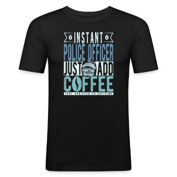 Policeman coffee saying - Men's Slim Fit T-Shirt - black - Front - Nik (191cm)
