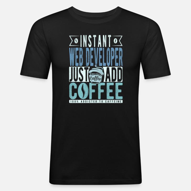 Web-entwickler Kaffee Spruch - Männer Slim Fit T-Shirt - Schwarz
