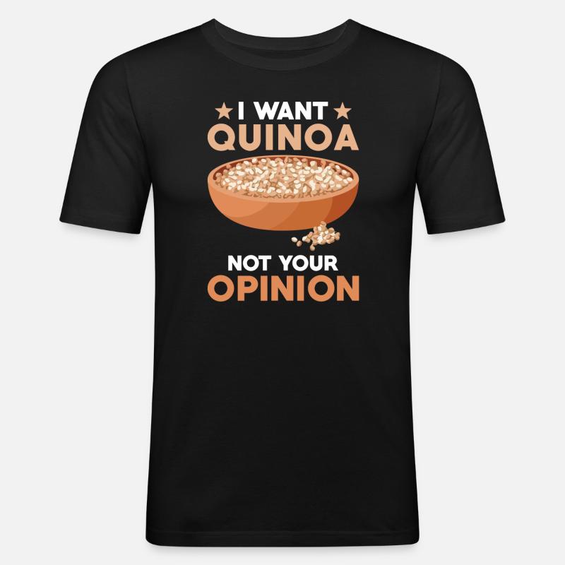 Quinoa Spruch - Männer Slim Fit T-Shirt - Schwarz
