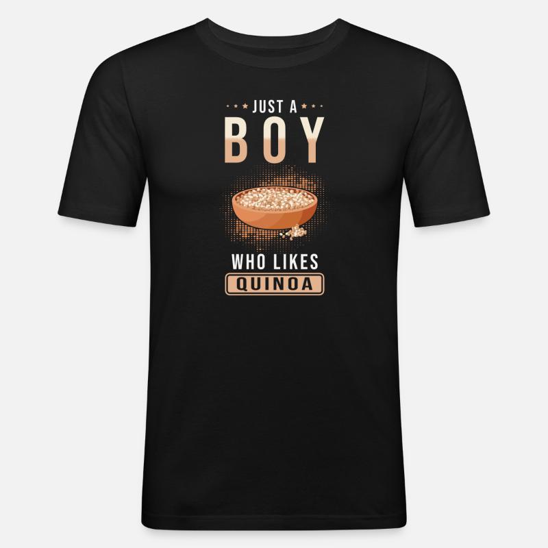Quinoa Spruch - Männer Slim Fit T-Shirt - Schwarz