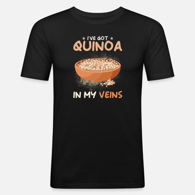 Quinoa Spruch - Männer Slim Fit T-Shirt - Schwarz