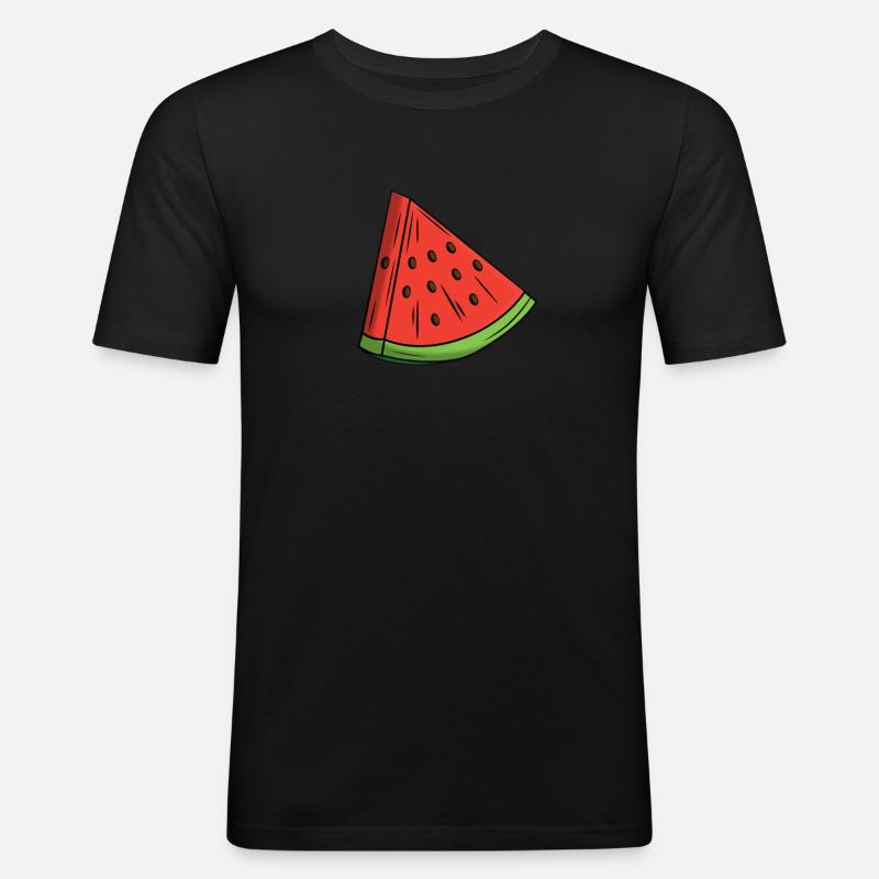 Melone Melonenscheibe - Männer Slim Fit T-Shirt - Schwarz