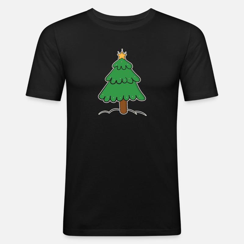 Weihnachtsbaum - Männer Slim Fit T-Shirt - Schwarz