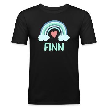 Finn Name Rainbow Baby - Men's Slim Fit T-Shirt - black - Front - Nik (191cm)
