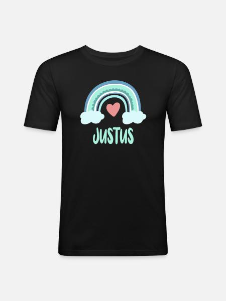 Justus Nome Rainbow Baby - Maglietta aderente da uomo - nero