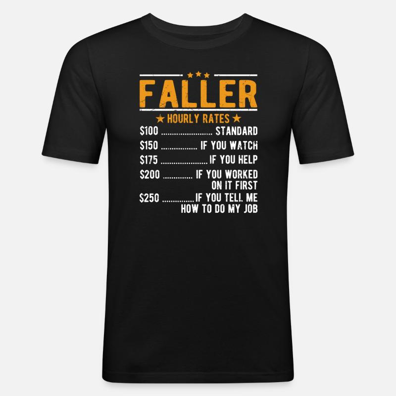 Faller Stundenlohn - Männer Slim Fit T-Shirt - Schwarz