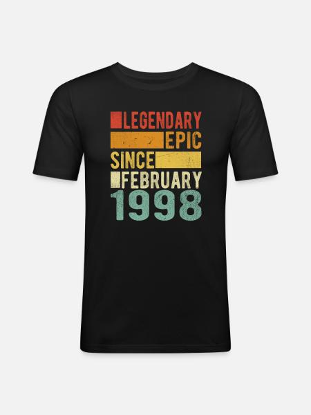 Birthday February 1998 Legendary epic - Men's Slim Fit T-Shirt - black