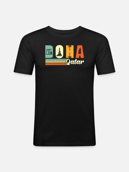 Doha-qatar souvenir - Men's Slim Fit T-Shirt - black