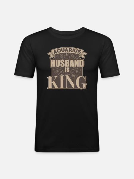 Aquarius husband is king - Men's Slim Fit T-Shirt - black