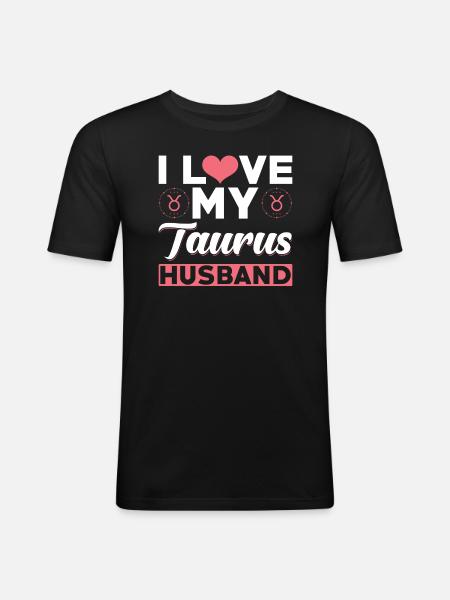 I love my bull husband - Men's Slim Fit T-Shirt - black