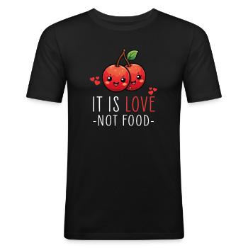 Kirschen Kawaii - Männer Slim Fit T-Shirt - Schwarz - Vorne - Nik (191cm)