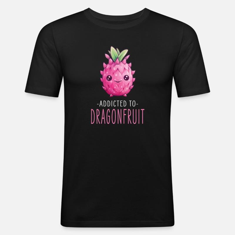 Dragonfruit Kawaii - Männer Slim Fit T-Shirt - Schwarz
