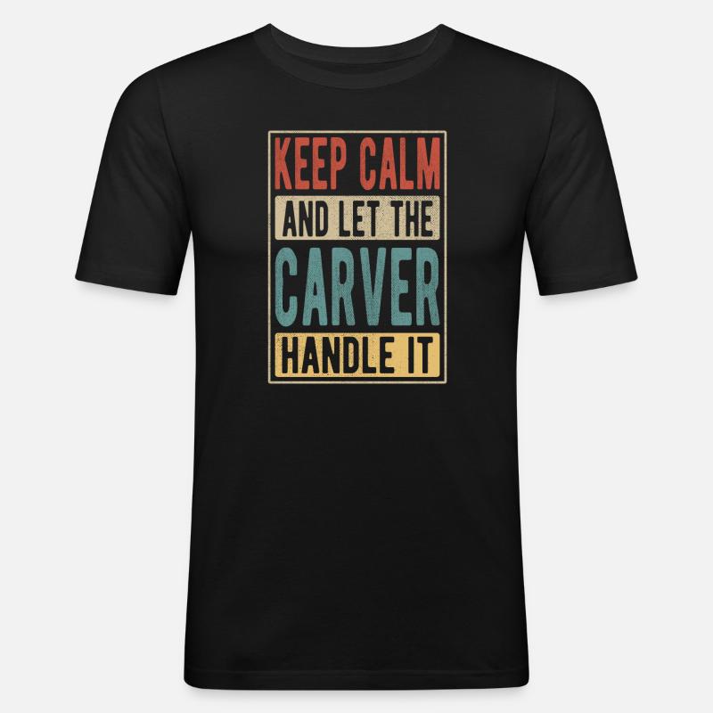 Schnitzer Retro Geschenk - Männer Slim Fit T-Shirt - Schwarz
