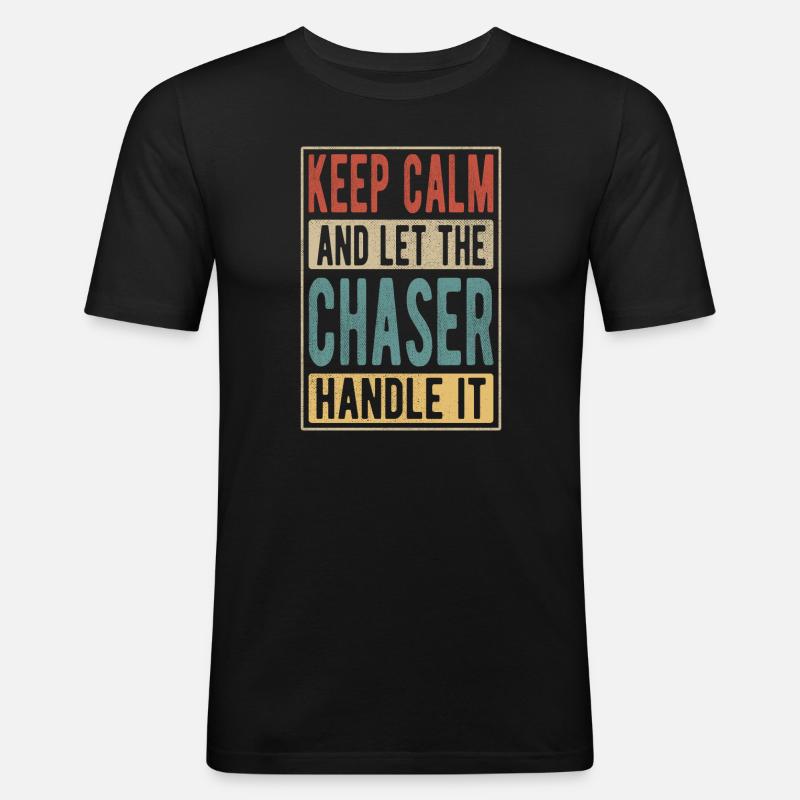 Verfolger Retro Geschenk - Männer Slim Fit T-Shirt - Schwarz