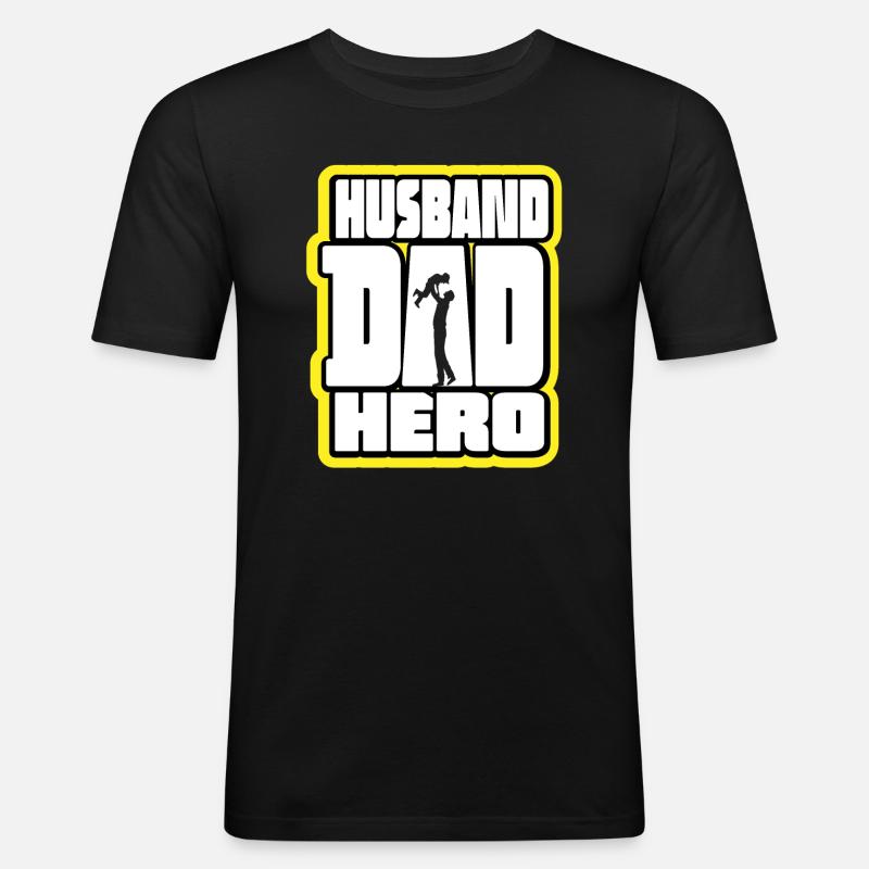 Ehemann Papa Held Retro - Männer Slim Fit T-Shirt - Schwarz