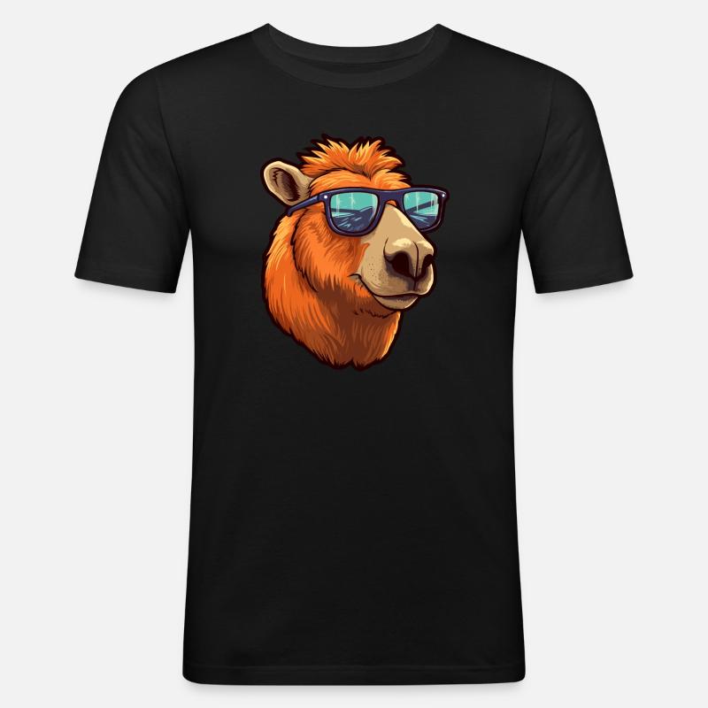 Capybara Sonnenbrille Cooles Capybara - Männer Slim Fit T-Shirt - Schwarz