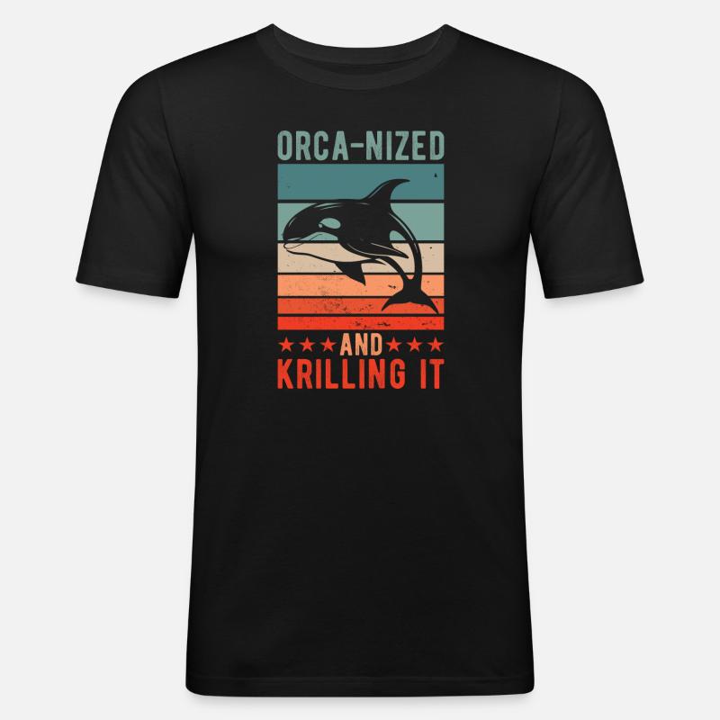 Orca-nized And Krilling It - Männer Slim Fit T-Shirt - Schwarz