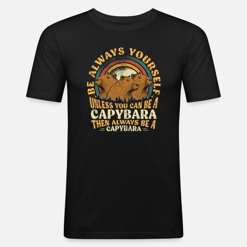 Capybara Sei Immer Du Selbst - Männer Slim Fit T-Shirt - Schwarz