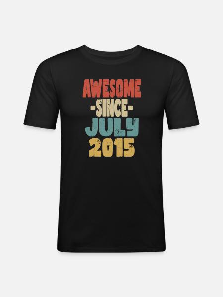 2015 Juillet Anniversaire Rétro - T-shirt près du corps Homme - noir