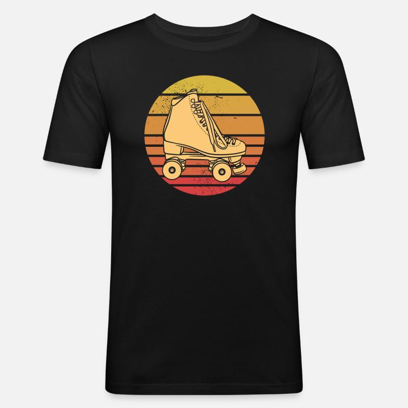 Rollschuhe Retro 70er 80er Rollerskating - Männer Slim Fit T-Shirt - Schwarz