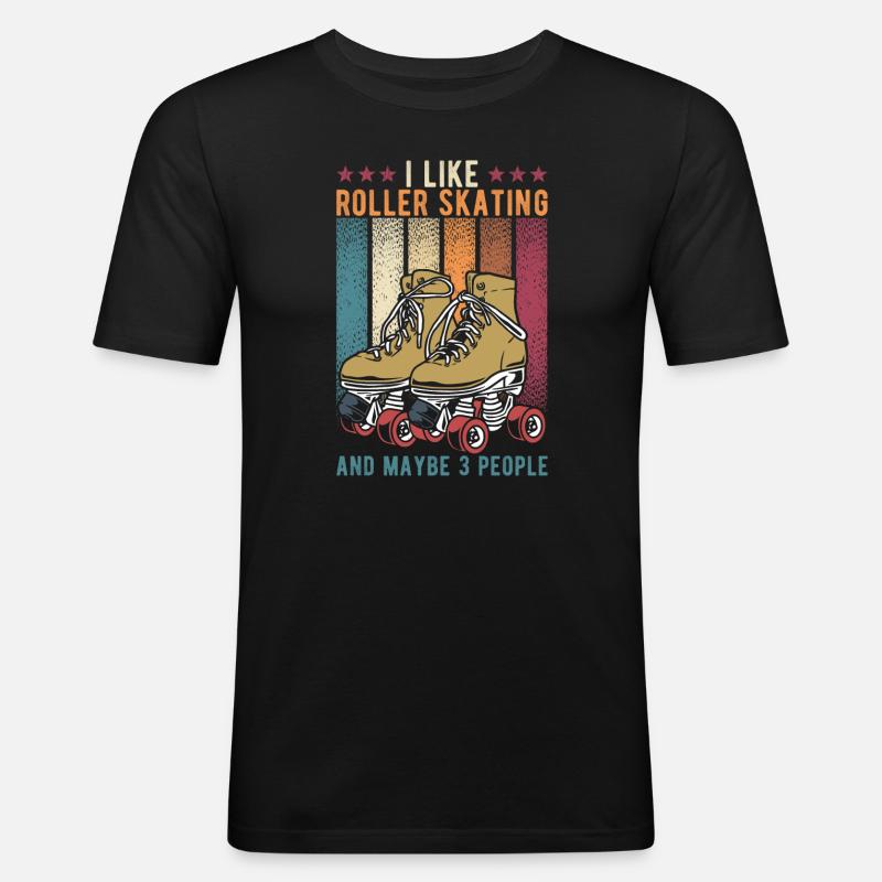 Rollerskating Retro - Männer Slim Fit T-Shirt - Schwarz
