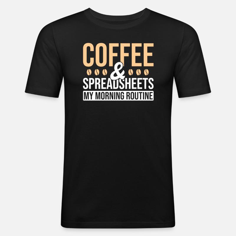 Buchhalter-tabellenkaffee - Männer Slim Fit T-Shirt - Schwarz