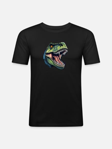 T-Rex Dino Head - Men's Slim Fit T-Shirt - black