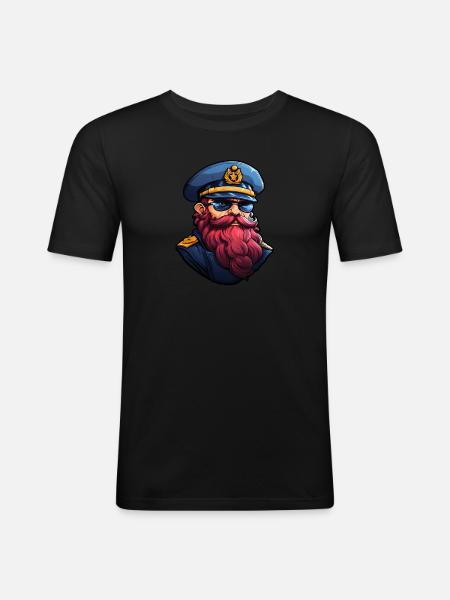 Matrose mit Bart - Männer Slim Fit T-Shirt - Schwarz