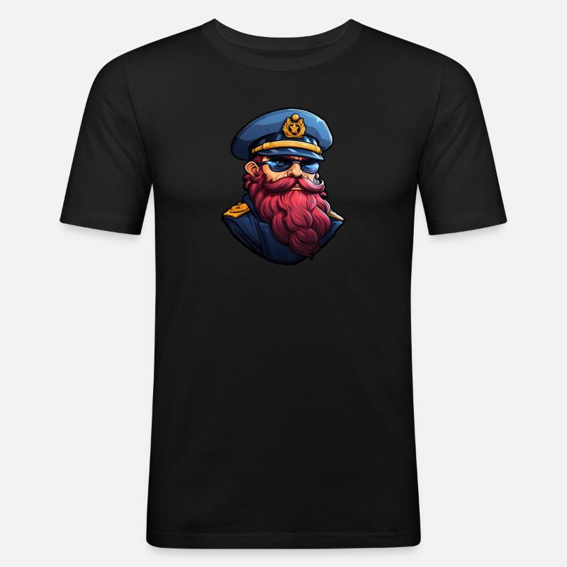 Matrose mit Bart - Männer Slim Fit T-Shirt - Schwarz