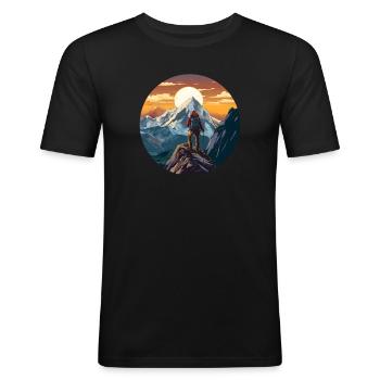 Bergsteigen - Männer Slim Fit T-Shirt - Schwarz - Vorne - Nik (191cm)