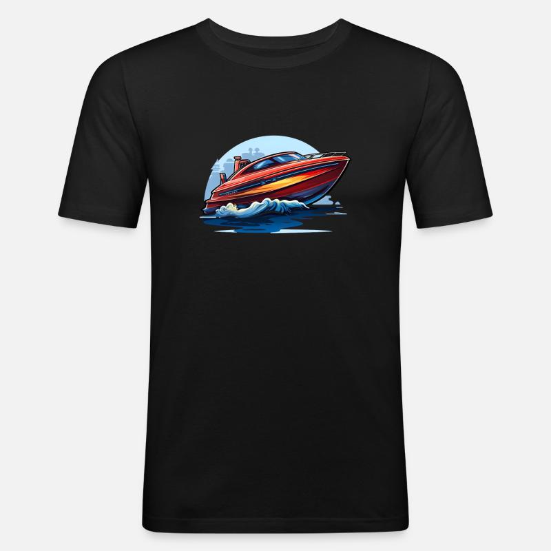 Motorboot - Männer Slim Fit T-Shirt - Schwarz