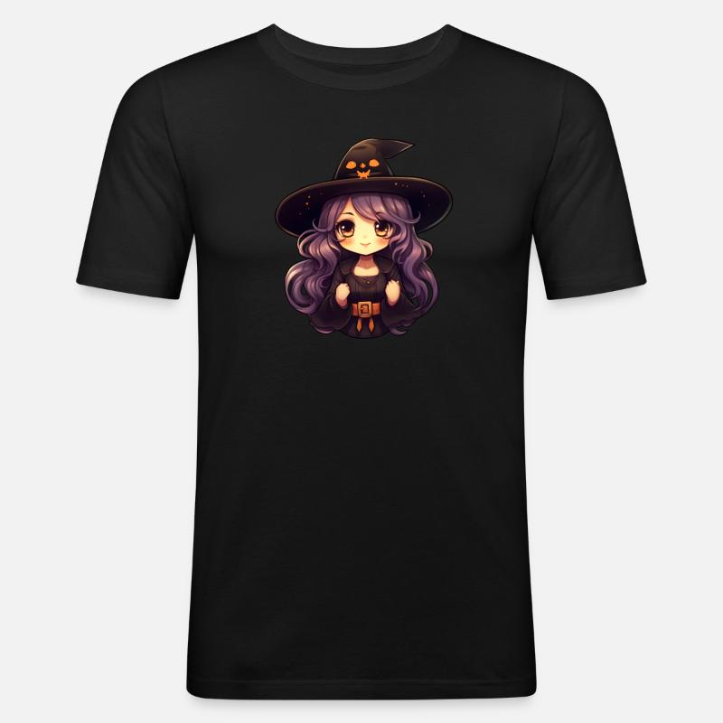 Comic Hexe - Männer Slim Fit T-Shirt - Schwarz