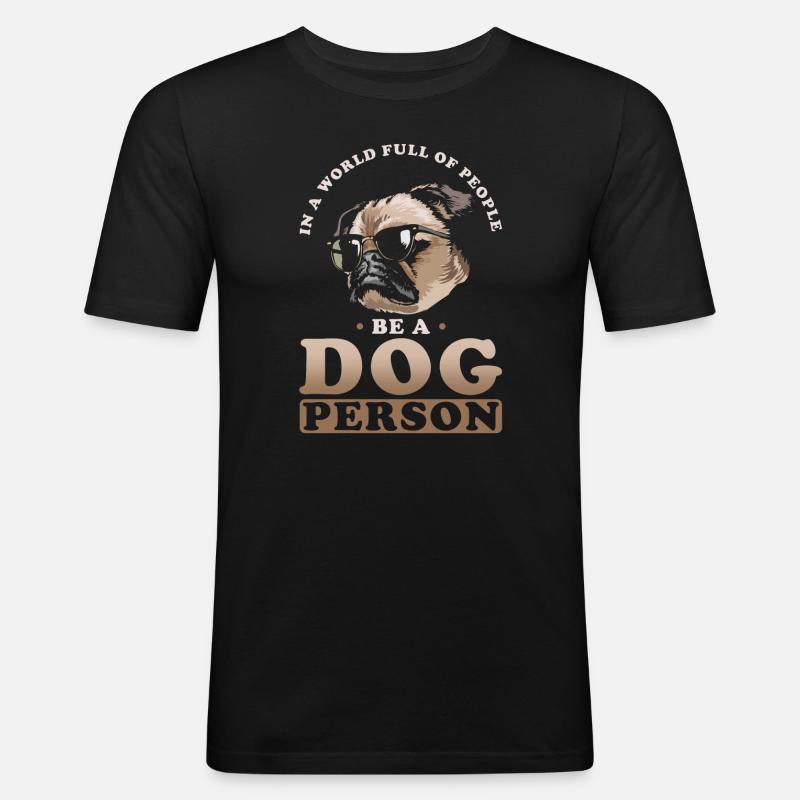 Hundemensch Hund Niedlich - Männer Slim Fit T-Shirt - Schwarz