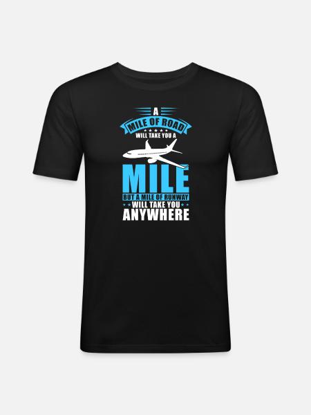 Pilot Flugzeug Geschenk - Männer Slim Fit T-Shirt - Schwarz