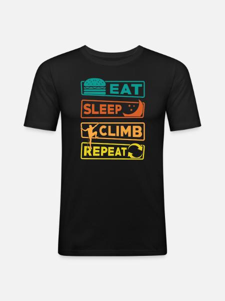 Eat Sleep Climb Repeat - Männer Slim Fit T-Shirt - Schwarz