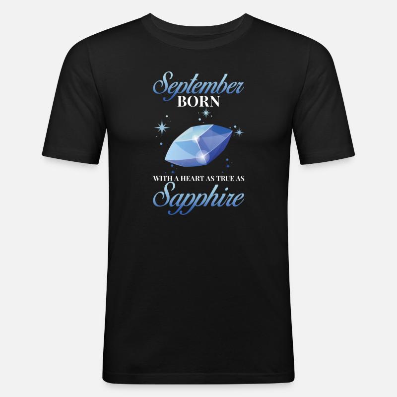 Geburtsstein September Saphir - Männer Slim Fit T-Shirt - Schwarz