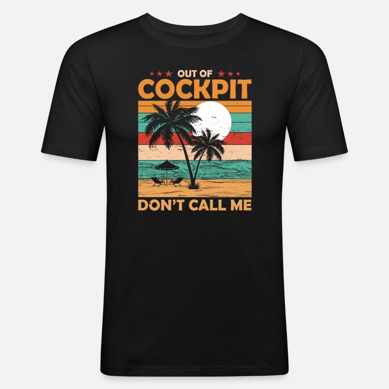 Pilot Rente Geschenk - Männer Slim Fit T-Shirt - Schwarz