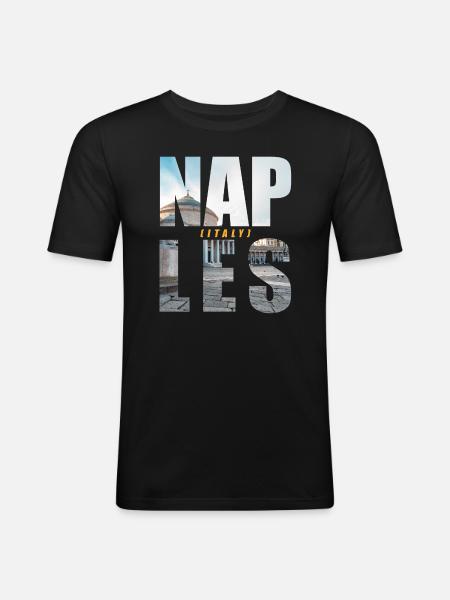 Naples Italy Souvenir - Men's Slim Fit T-Shirt - black