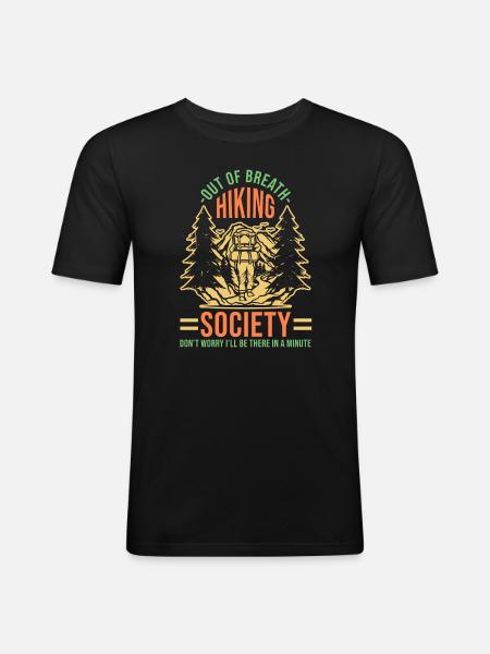 Wanderer Wandern Out Of Breath Hiking Society - Herre Slim Fit T-Shirt - sort