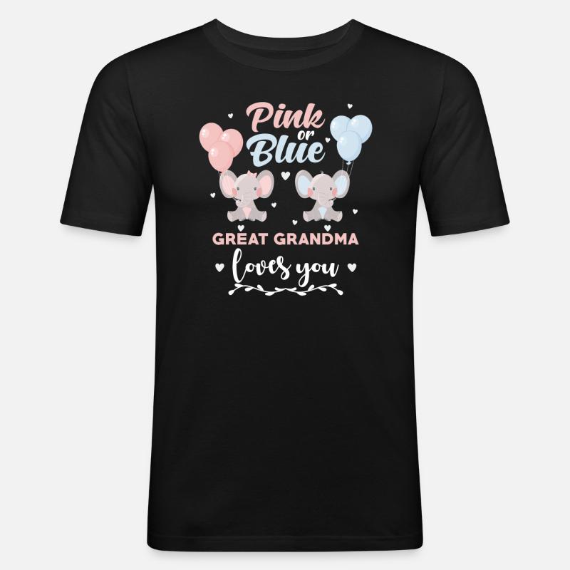 Rosa Oder Blauer Urgroßmutter Elefant - Männer Slim Fit T-Shirt - Schwarz