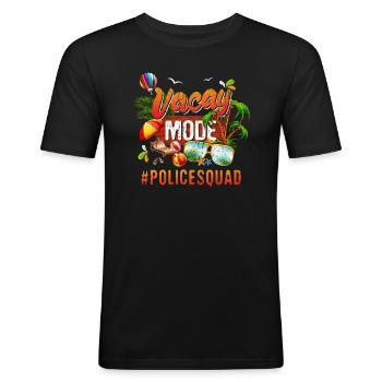 Groupe de vacances de la police #Policesquad - T-shirt près du corps Homme - noir - Devant - Nik (191cm)