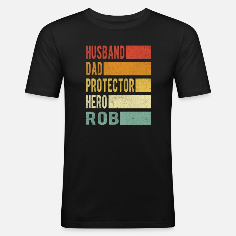 Rob Name Papa Geschenk - Männer Slim Fit T-Shirt - Schwarz