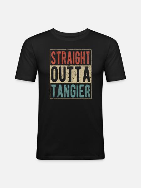 Straight outta Tangier - Men's Slim Fit T-Shirt - black