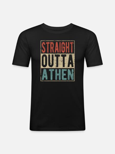 Straight outta Athen - Men's Slim Fit T-Shirt - black